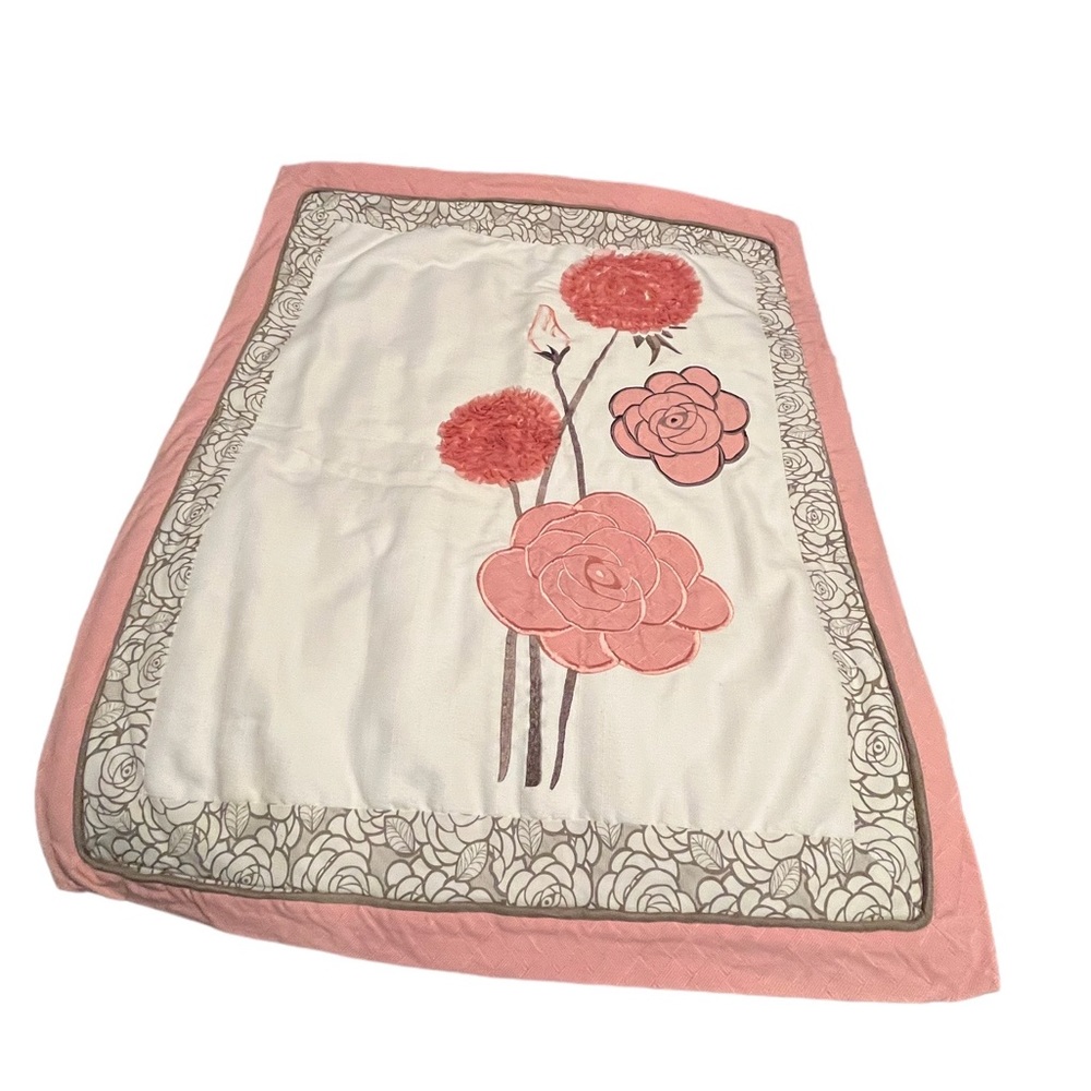 Cocalo Nursery cream pink quilt floral design 45x38